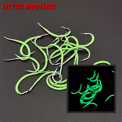 10 unids/lote luminosa de acero de alto carbono de púas gancho de Pesca #9-18 # acero inoxidable anular forma noctilucentes anzuelo de Pesca accesorios ► Foto 1/6