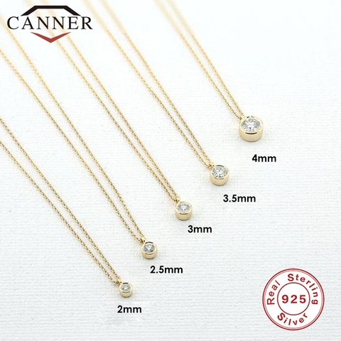 Gargantilla de plata de ley 2/2 con circón para mujer, collar de oro con temperamento Simple, joyería de boda, 3/3, 5, 925, 5 y 4mm ► Foto 1/6