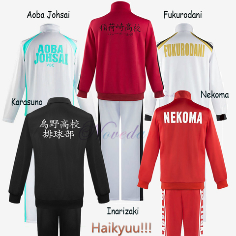 Disfraz Haikyuu chaqueta voleibol Anime ropa deportiva Karasuno Nekoma Aoba Johsai Fukurodani Inarizaki la escuela uniforme traje de ► Foto 1/6