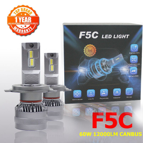 F5C 120W 12000LM H7 H11 9005 9006 H1 bombillas LED H7 kit faro Luz de niebla H4 H7 H8 H16 lámparas LED del coche bombilla de faros LED ► Foto 1/6