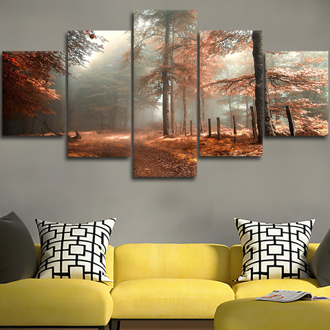 Carteles de bosque de otoño para decoración del hogar, pinturas en lienzo de Arte de pared para sala de estar, impresiones de alta definición, imágenes modernas, 5 piezas ► Foto 1/6