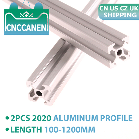 2 uds 2022 perfil de aluminio extrusión 2022 carril lineal estándar europeo 100mm a 1200mm longitud para CNC 3D impresora partes CZ UK US ► Foto 1/6