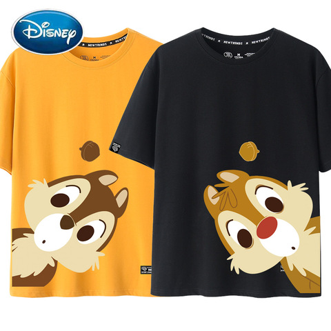 Camiseta con estampado de dibujos animados de Disney para mujer, jersey de cuello redondo, ropa de calle informal de manga corta, Camiseta holgada, 8 colores ► Foto 1/6