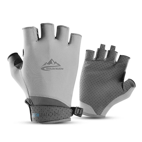 Guantes de pesca sin dedos para hombre y mujer, protección solar UV, antideslizantes, medio dedo, para pesca, remo, vela ► Foto 1/6