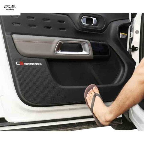 4 unids/lote pegatinas de coche de fibra de carbono de las puertas del coche protección patada para 2017-2022 Citroen C5 AIRCROSS accesorios de coche ► Foto 1/1