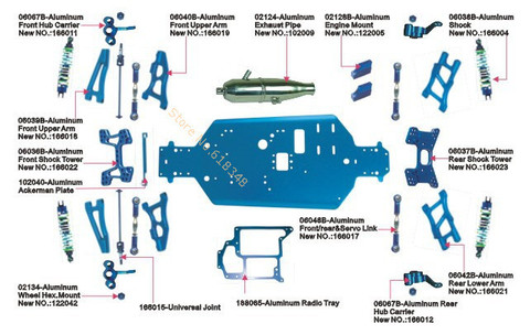 Piezas de actualización de la lista de Kit HSP para lavado de respaldo, accesorios de aluminio CNC poder Nitro RC Baja 1/10 Hobby Model Buggy 94166 ► Foto 1/1