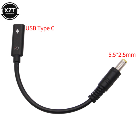 USB 3,1 tipo C hembra USB a DC 5,5*2,5mm 5,5*2,1 hombre adaptador/cargador de energía adaptador de conector para Lenovo Asus HP Dell PD ► Foto 1/6