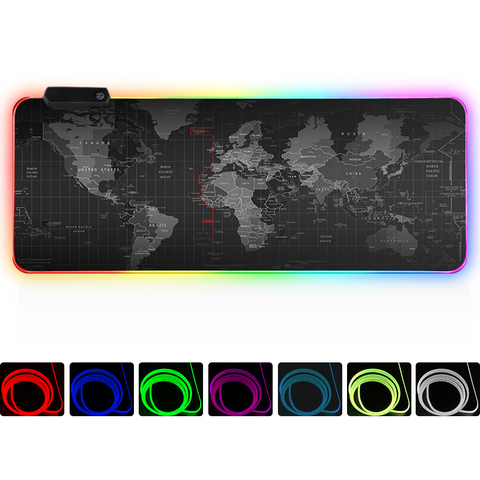 Alfombrilla de ratón grande RGB para Gaming, alfombrilla de ratón de goma Natural con luz LED para Gamer, Borde de bloqueo, teclado de escritorio grande para Warcraft CS Dota ► Foto 1/6