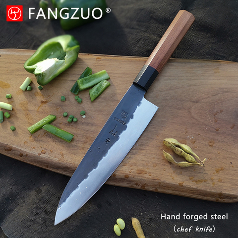 FANGZUO-cuchillos de Chef japoneses hechos a mano, utensilios de cocina de Kirin suke, mango de madera, forjado de alto carbono, novedad de 2022 ► Foto 1/6