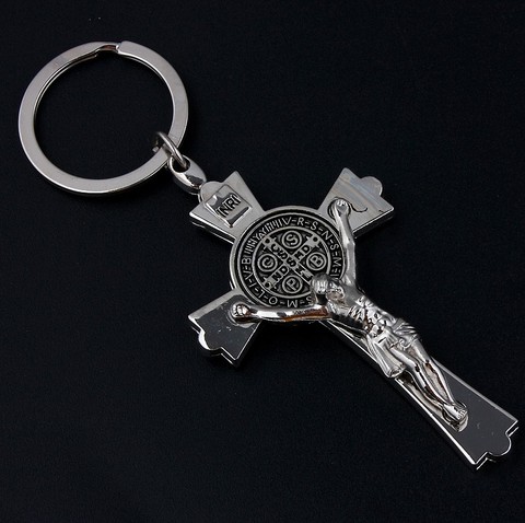 LLavero de Metal con cruz de Jesús para hombre, llavero con colgante de coche para llaves, accesorios de joyería ► Foto 1/6