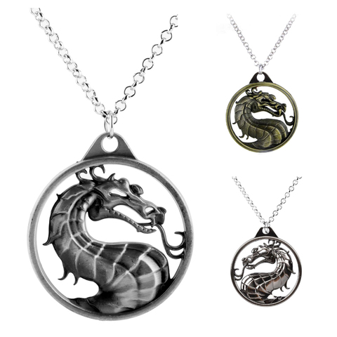 Collar Punk de dragón Mortal Kombat, collares colgantes para hombres y mujeres, accesorios de moda, cadena de eslabones, colgante, Gargantilla, regalo ► Foto 1/5