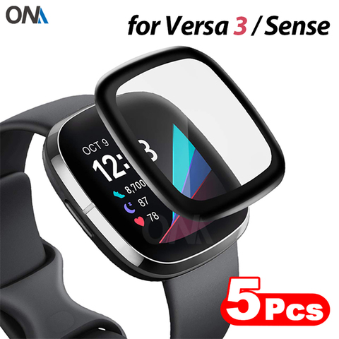 Protector de pantalla para Fitbit viceversa 3 y sentido 3D borde curvado cobertura completa suave película protectora para Fitbit viceversa 3 (no de vidrio) ► Foto 1/6