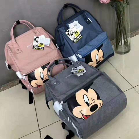 Disney-mochila de Mickey mouse para hombre y mujer, bolso de viaje multifunción de gran capacidad, impermeable, para pañales ► Foto 1/5