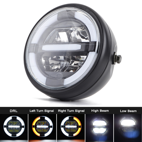 Faro Led Universal para motocicleta, luz de cabeza redonda de 7 pulgadas para Harley Sportster Cafe Racer Bobber Honda CB400 ► Foto 1/6