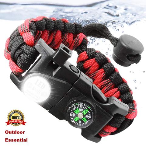 Pulsera de supervivencia multifuncional para hombre, brazalete de cuerda de rescate para acampada al aire libre, equipo de Turismo, herramienta EDC ► Foto 1/6