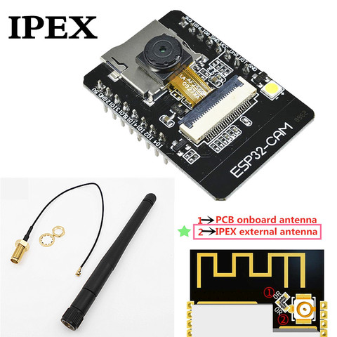 Módulo de cámara con antena externa IPEX, módulo de cámara con WiFi, Bluetooth, placa de desarrollo esp32, OV2640, 2MP, ESP32-CAM ► Foto 1/5