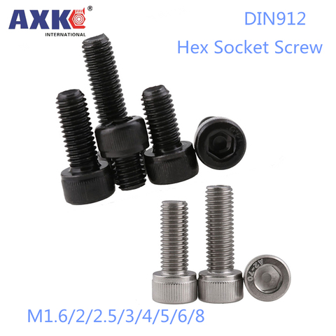 5-50 uds M1.6 M2 M2.5 M3 M4 M5 M6 M8 * L DIN912 hexagonal de acero inoxidable cabeza de casquillo allen Socket tornillo o Grado negro métrica 12,9 tornillos ► Foto 1/6