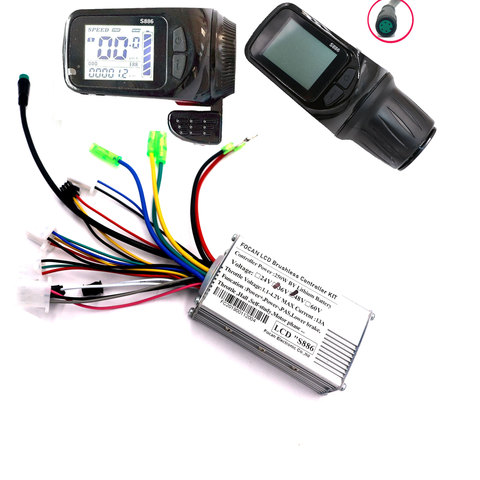 FOCAN-Kit de controlador sin escobillas, para bicicleta eléctrica, 36V, 48V, 250W, con regulador de Motor de escúter y Control de Panel de pantalla LCD ► Foto 1/5