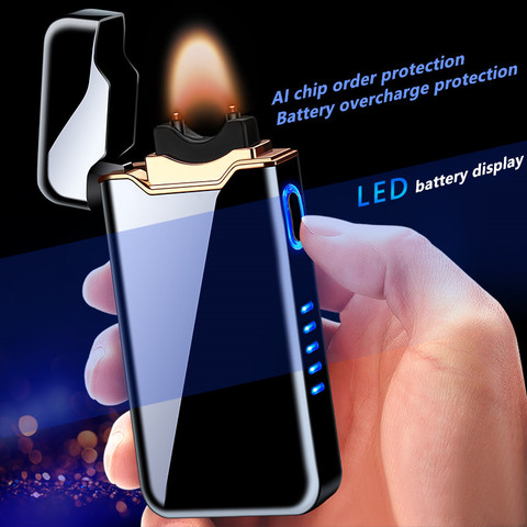 Encendedor de llama eléctrico USB, arco de encendido electrónico, regalo de Metal, protección de carga IA, encendedores de cigarro, novedad de 2022 ► Foto 1/6