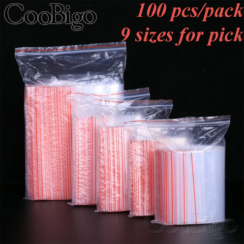 100 piezas paquete espesor 0,05mm 0,06mm 0,07mm joyería Ziplock bolsas con cremallera recerrables bloqueo claro joyería artesanal Accesorios de embalaje ► Foto 1/6