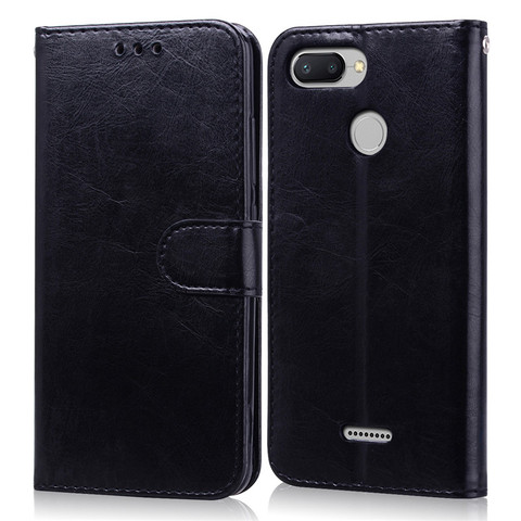 Funda de cuero para Xiaomi Redmi 6, Funda trasera con tapa para Xiaomi Redmi 6 ► Foto 1/6