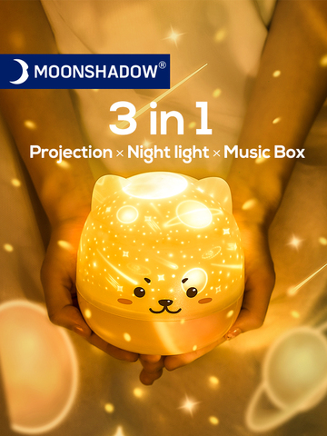 Proyector de luz LED de noche para niños, lámpara de proyección giratoria y giratoria con carga USB, música colorida, para dormitorio, fiesta, MOONSHADOW ► Foto 1/6