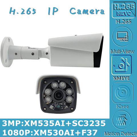 3MP 2MP H.265 IP Cámara metálica de bala al aire libre 2304*1296 XM535AI + SC3235 1080P IP66 impermeable Onvif CMS vmeyesuper de IRC visión nocturna P2P ► Foto 1/6