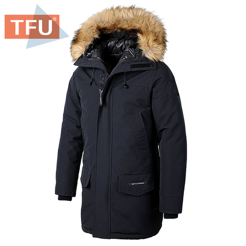 Chaqueta Parka gruesa con Cuello de piel para hombre, abrigo informal clásico, con bolsillos y capucha, impermeable, para invierno, 2022 ► Foto 1/6