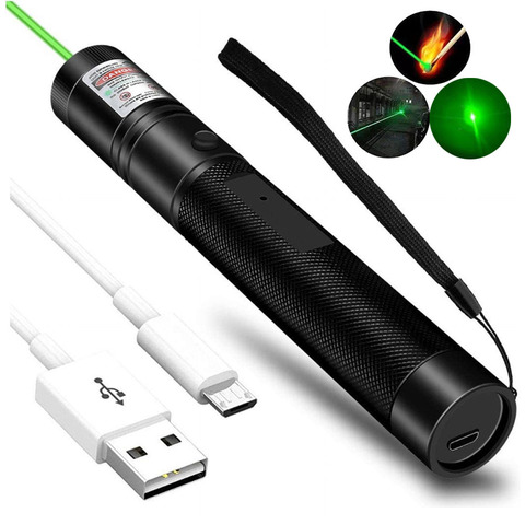 Puntero láser verde recargable por USB, luz de haz Visible de alta potencia, pluma láser roja ardiente militar, pluma láser de juguete para gatos, 5mw, 532nm ► Foto 1/6