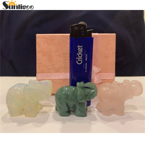 Sunligoo-Mini Ojo de Tigre opalino, elefante de piedra Natural tallada, 1,5 pulgadas, figurita curativa de Reiki de cristal, Feng Shui, decoración para la habitación del hogar ► Foto 1/6