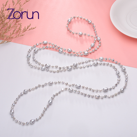 Zorun-collar de cadena para mujer, Perla Barroca de agua dulce Natural, suéter largo, joyería de 80cm/120cm/160cm, nuevo diseño ► Foto 1/6