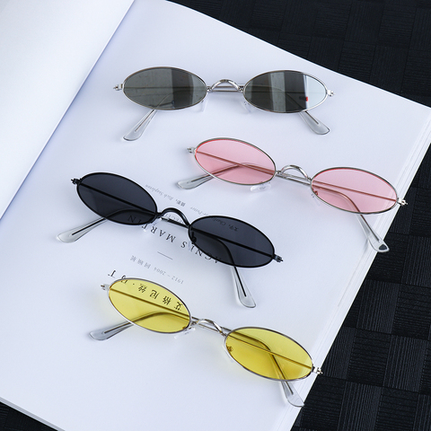 Gafas de sol ovaladas pequeñas Retro para mujer, anteojos de sol femeninos de marca Vintage, en tonos negro, rojo, de Metal, diseño a la moda, 1 unidad ► Foto 1/6