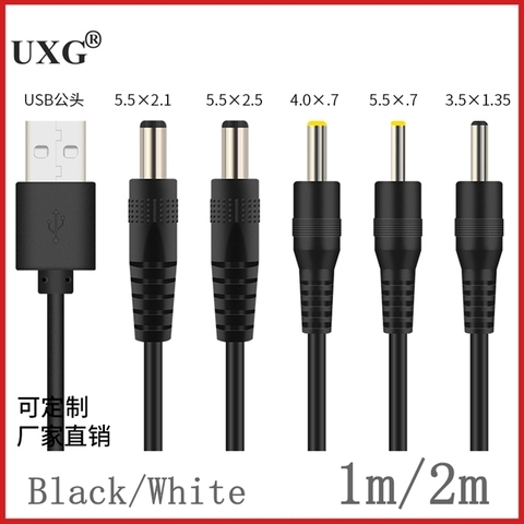 2m USB a DC 3.0X1.1mm 2,0*0,6mm 2,5*0,7mm 3,5*1,35mm 4,0*1,7mm 5,5*2,1mm 2,5mm 5V 2A DC conector de barril conector de Cable de alimentación de 1M ► Foto 1/6
