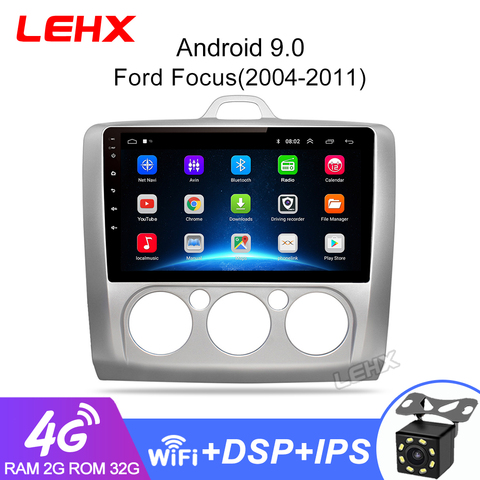 LEHX-Radio con GPS para coche, Radio con navegador, 2 DIN, 9 pulgadas, Android 9,0, pantalla táctil, cuatro núcleos, para Ford Focus Exi AT2004 2005 2006 2007 2007-2013 ► Foto 1/6