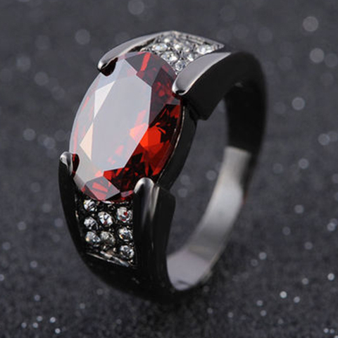 Anillo Milangirl con incrustaciones de circón negro, anillos con borde cruzado para hombres, anillos de Cristal púrpura rojos, joyería de aniversario al por mayor ► Foto 1/4