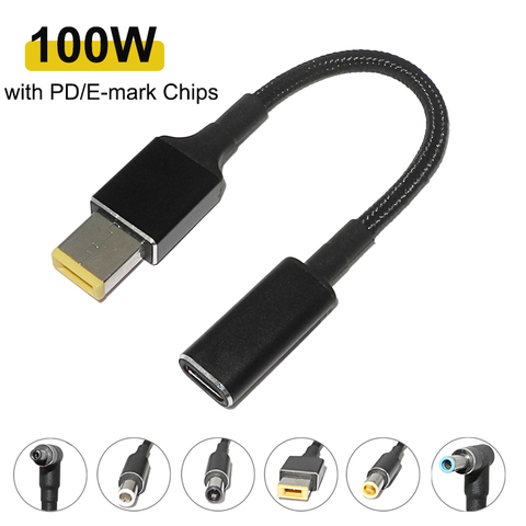 Convertidor de enchufe tipo C de 100W, adaptador USB tipo C hembra a Universal para ordenador portátil, conector Jack USB C 100W PD, Cable de carga rápida ► Foto 1/6