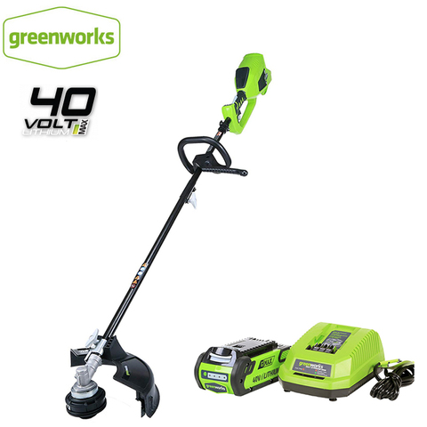 Greenwork motor sin escobillas 800W potente recortador de hierba G-MAX 40V 14 pulgadas Cordless String recortador, cargador de batería de 4Ah incluido ► Foto 1/6