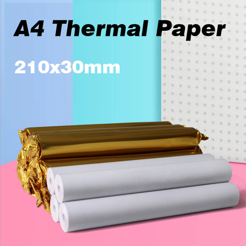 10 rollos de papel térmico A4 para impresión de fotos, papel de impresión de Fax de 210x30mm, Papel móvil portátil de impresora, tamaño A4, transparente ► Foto 1/6