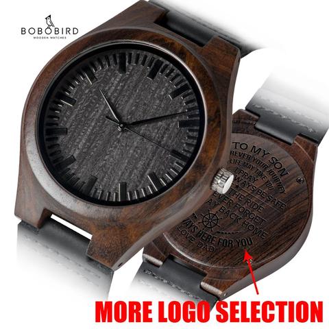 Relojes de madera grabados con logotipo personalizado para hombre, regalo familiar para hijo ► Foto 1/6