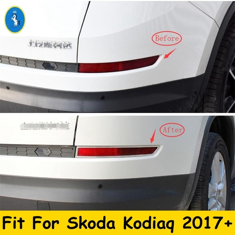 Yimaautotrims accesorio Auto trasera luces de niebla Foglight cubierta de la lámpara Trim de acero inoxidable ajuste para Skoda Kodiaq 2017 - 2022 ► Foto 1/6