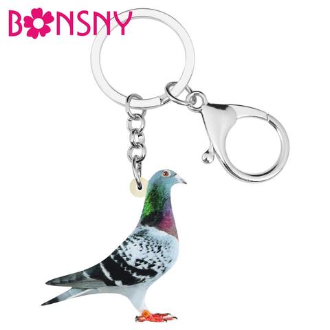 Bonsny-Llavero de acrílico para Paloma, llaveros para pájaros, bolso para coche, llaveros decorativos para mujeres, niñas, adolescentes, regalo de abalorios ► Foto 1/6