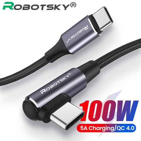 Cable USB tipo C a tipo C para Samsung S20 Macbook Huawei, Cable de carga rápida de 100W/60W PD, 90 grados, QC4.0 ► Foto 1/6