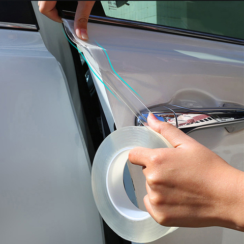 Pegatinas protectoras universales para llanta de Borde de puerta, tira anticolisión para coche, cinta Nano a prueba de arañazos, película transparente para umbral de coche ► Foto 1/6