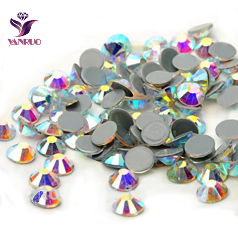 YANRUO 2058HF Cristal AB de arreglo caliente diamantes de imitación DIY Flatback piedras de imitación de hierro en diamantes de imitación para la ropa de costura ► Foto 1/6