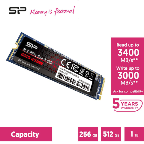 Silicon Power-disco duro interno para ordenador portátil y de escritorio, unidad de estado sólido, A80 m2 NVME SSD 256GB, 512GB 1TB 2TB M.2 2280 PCIE nvme ► Foto 1/6