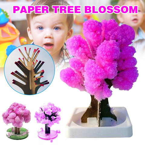 Caliente 1/2 Uds magia japonés Sakura árbol de Navidad de papel Flor de Papel de cristal de los niños DIY juguete NDS ► Foto 1/6