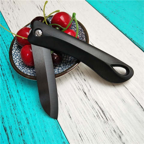 Cuchillo plegable de porcelana negra, hoja negra, cuchillo de cerámica plegable, cuchillo de fruta, cuchillo de cerámica portátil, cuchillo de chef ► Foto 1/6