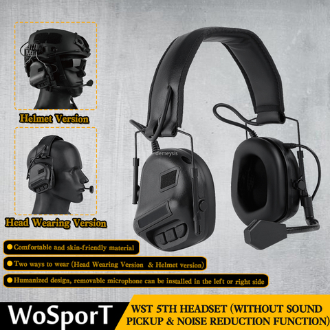 Auriculares tácticos con adaptador de riel para casco, cascos militares de comunicación Airsoft para caza al aire libre ► Foto 1/6