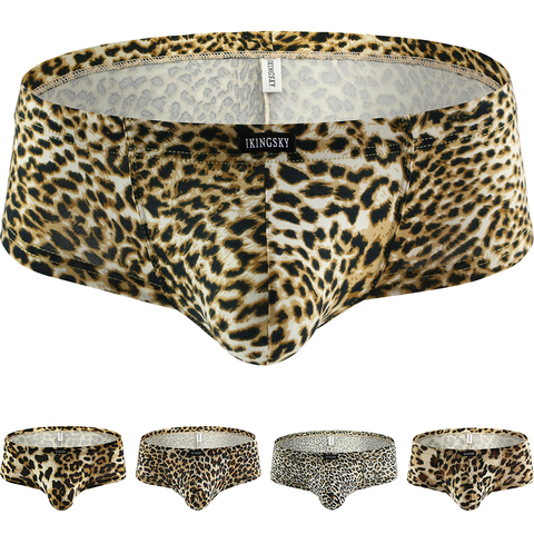 IKingsky-bóxer atrevido de leopardo para hombre, ropa interior Sexy para mejillas, tiro bajo, parte trasera brasileña, bragas ► Foto 1/6