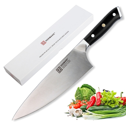 KEEMAKE cuchillo de cocina de 8 pulgadas cuchillos de cocina de Metal líquido 65HRC herramientas de cortador de Chef de dureza fuerte calidad superior G10 + S/S con ► Foto 1/6
